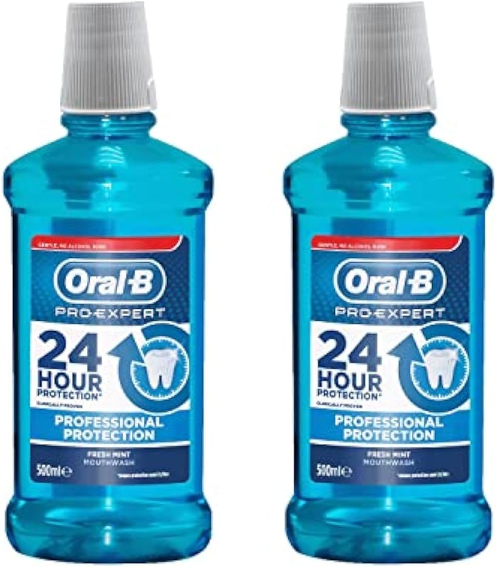Oral-B Pro-Expert Professional Protection Fresh Mint Mouthwash, Dual Pack, 500 ml