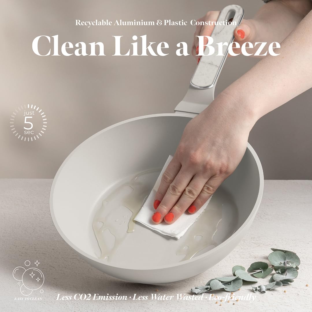 Berlinger Haus 10-teiliges Titanbeschichtetes Kochgeschirr Set Sahara Marble Collection – Antihaft, langlebig, leicht zu reinigen, ideal für gesundes Kochen und stilvolles Servieren