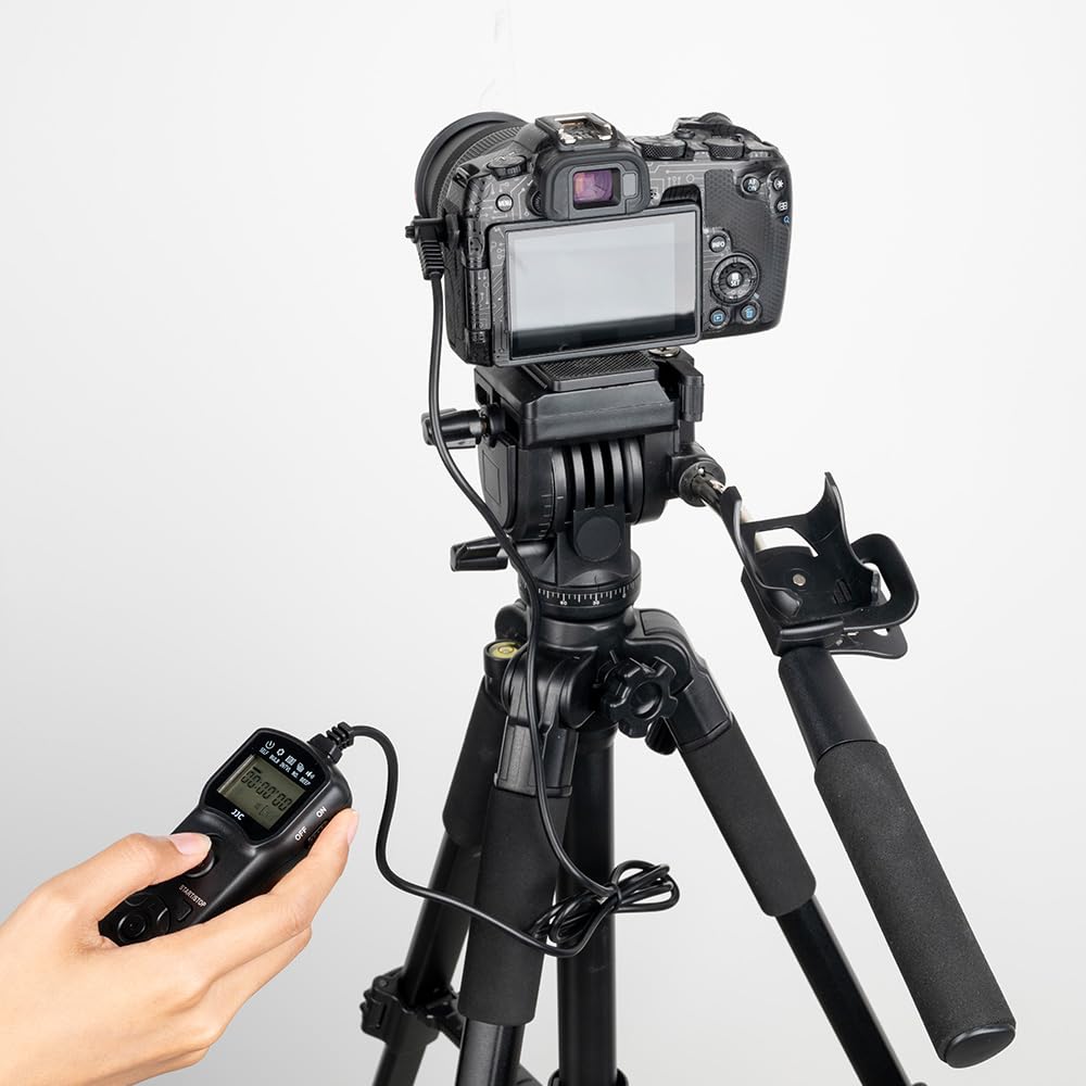 JJC Télécommande de Minuterie avec Trépied Support Pince pour Canon EOS R50V R100 R6 R6II R7 R8 R RP R10 800D 760D 700D 650D 200D 100D 1300D 1200D 1100D 77D 80D 70D G1X G3X G5X Remplacement RS-60E3
