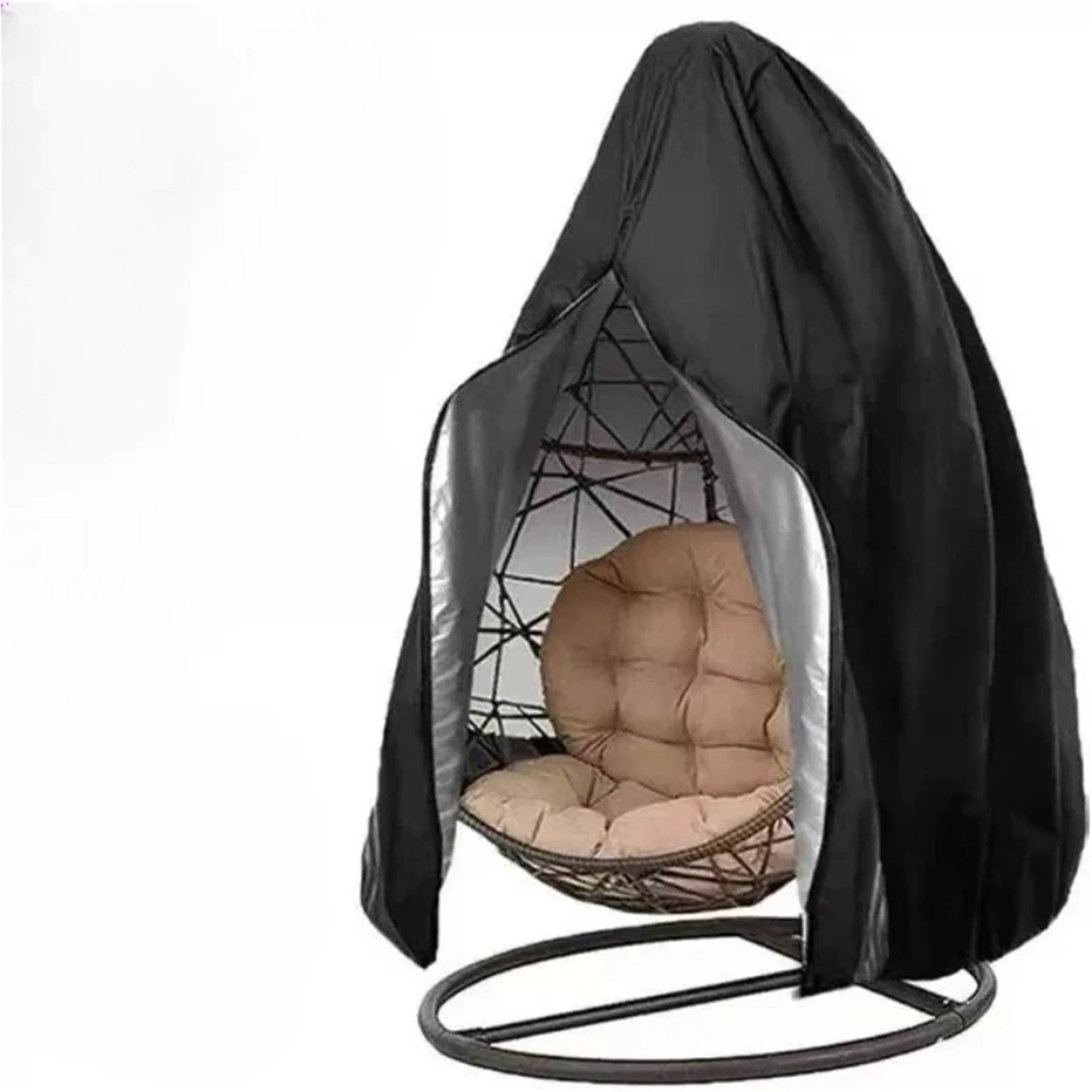 Gsjnhy Black Egg Chair Cover Patio Egg Chair Cover With Zipper,Outdoor Hanging Covers., Resistant,Windproof Heavy Duty,Wicker Basket For Swing Hammock(,230X220cm)
