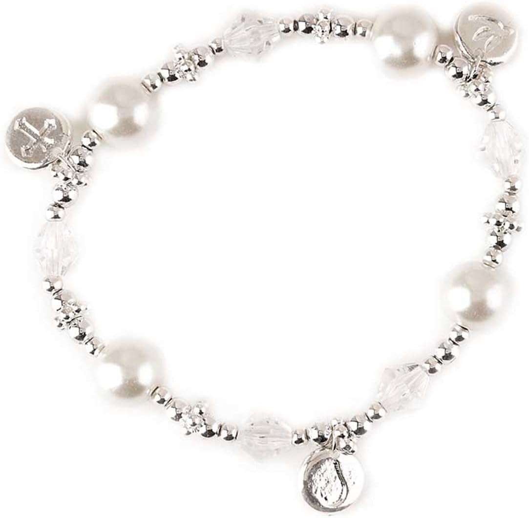 Baptized in Christ Baptism Silver Plated Stretch Charm Bracelet