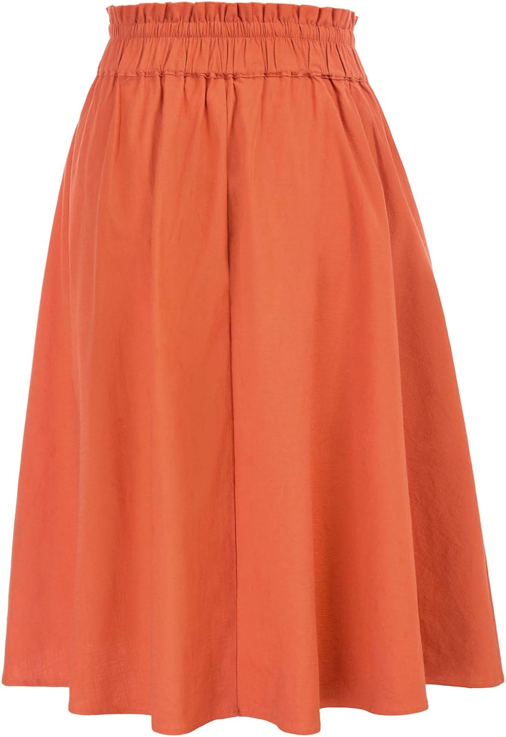 KANCY KOLE Women Casual Cotton Linen Skirts Frill Tie Waist A-Line Midi Skirt with Pockets S-XXL - Image 4