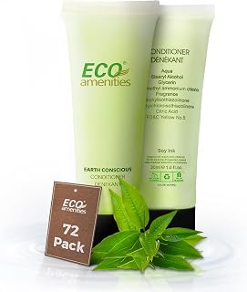 ECO amenities Hair Conditioner Tubes - Bulk Hotel Toiletries - TSA-Approved Travel Essentials - Hydrating Green Tea Conditioner - 1 fl oz (30 mL), Pack of 72