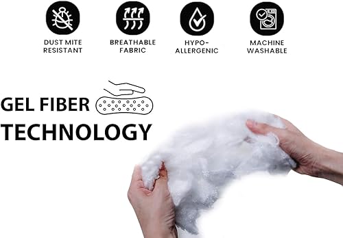 Miniatura 7 de Almohadas de cama suaves de felpa para dormir, paquete de 4 con funda 100% algodón, para dormir de lado y de espalda, transpirables, refrescantes,