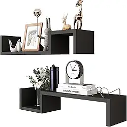 Nicho de Parede ZIG Moderno em MDF - Organizador para Sala, Quarto, Banheiro - Design Elegante Toros (Preto)