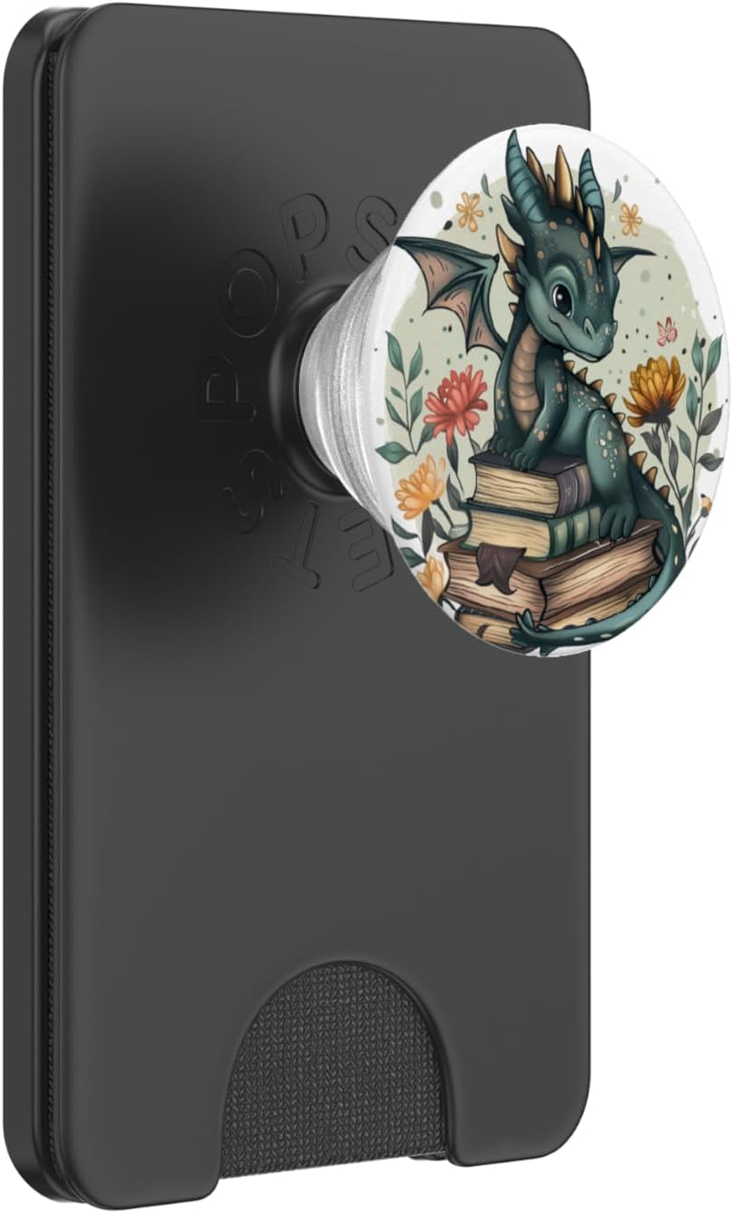 Book Lover Dragon Bookworm Reading Librarian PopSockets PopWallet for MagSafe
