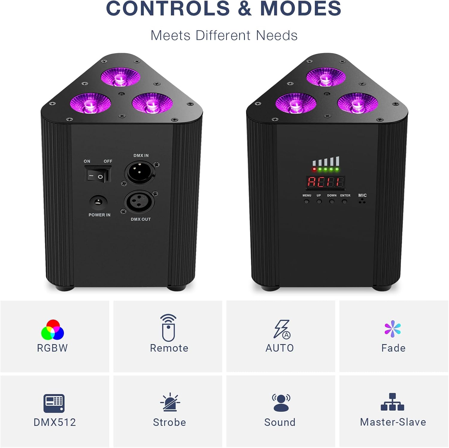 Rechargeable Stage Par Light - 4IN1 RGBW Full Color LED - 6H All-Color Runtime - Remote & DMX Control - Battery Uplights for Event DJ Live Show Wedding Party Church