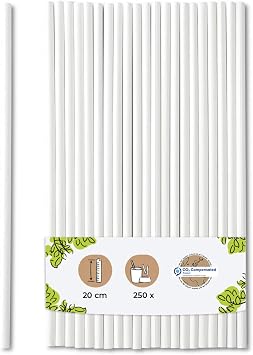 BIOZOYG 250 Pack Biodegradable Drinking Straws - 7.75 Inches White, Disposable Alternatives to Plastic for Parties