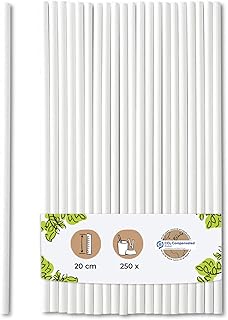 BIOZOYG 250 Pack Biodegradable Drinking Straws - 7.75 Inches White, Disposable Alternatives to Plastic for Parties