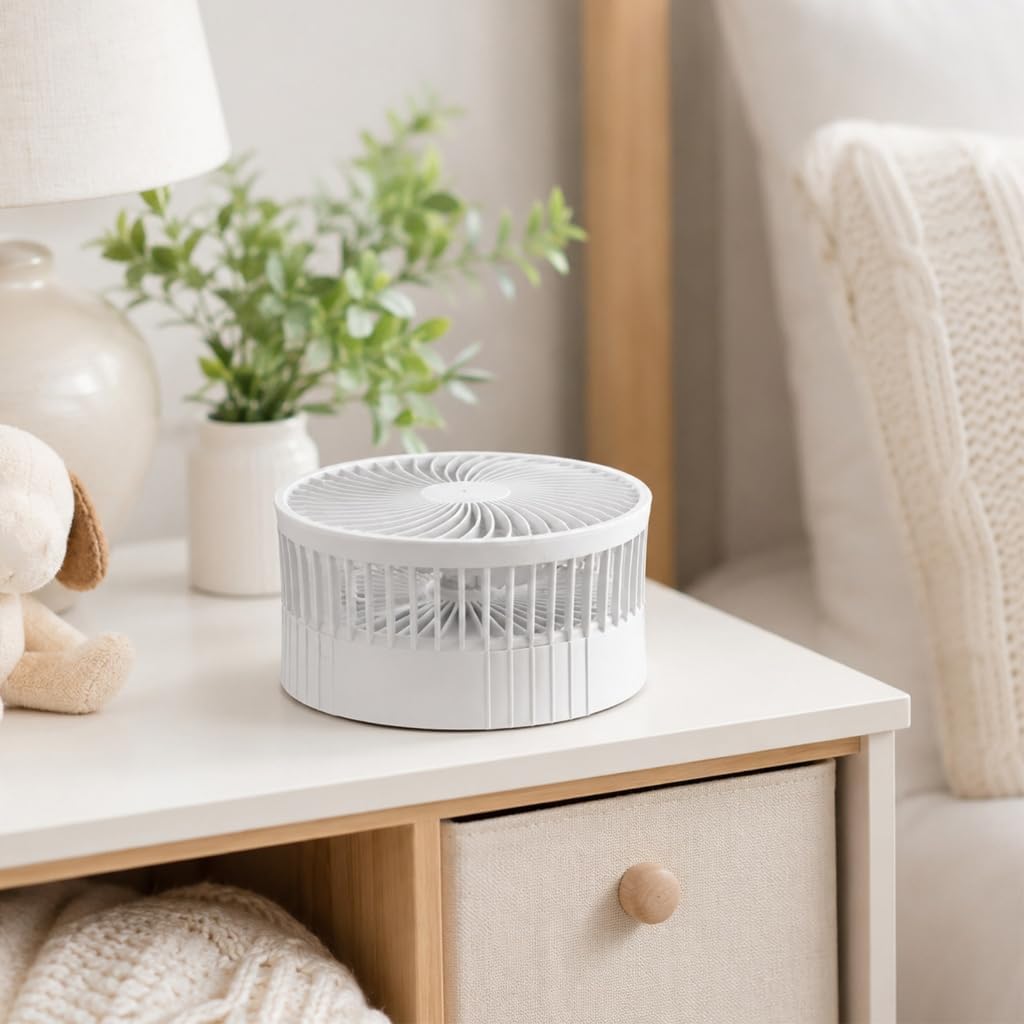 Indoor Floor Fan with Adjustable Height, Folding Base and Four Speed Cooling for Bedroom, Home Office and Dorm Use