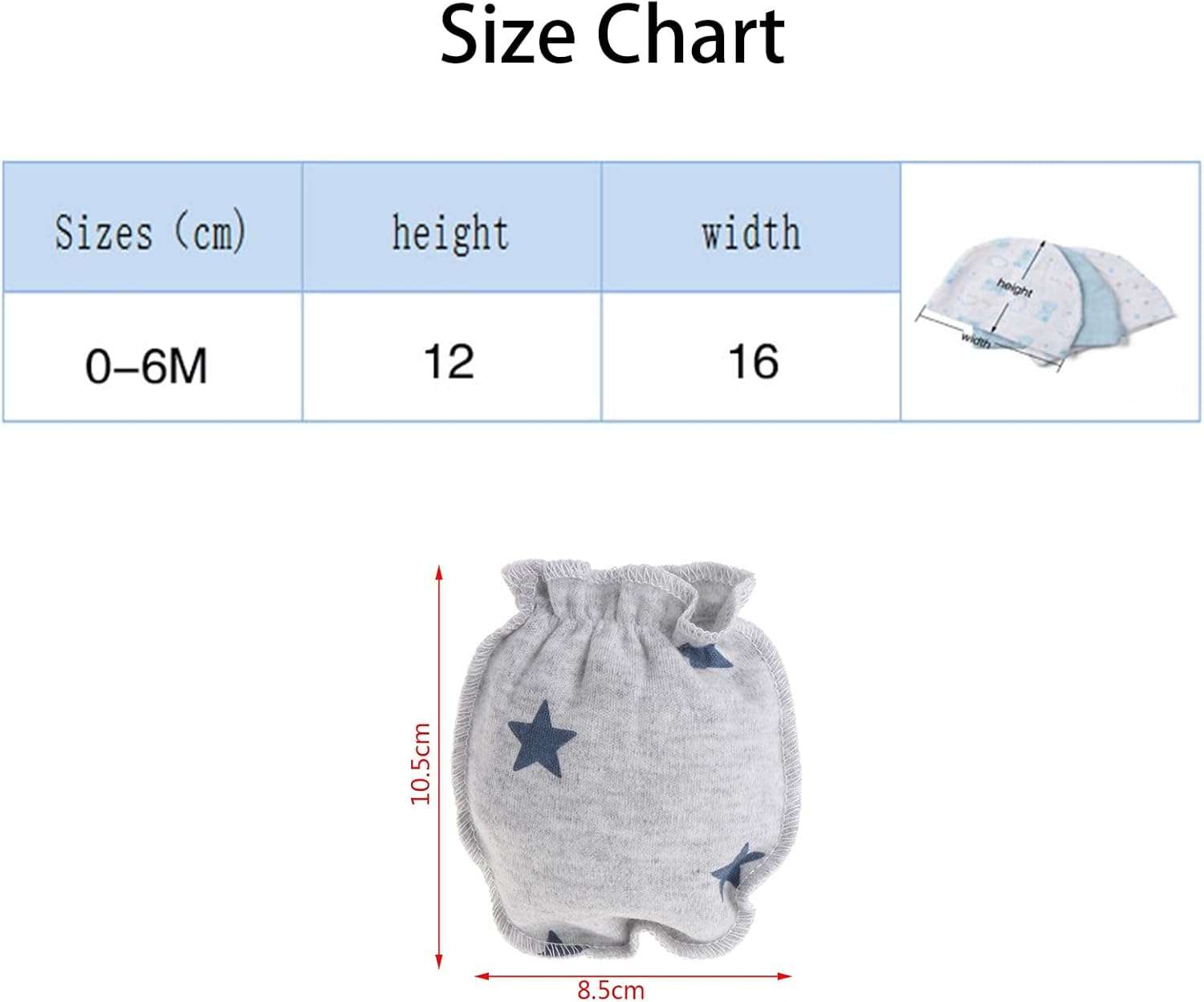 Baby Hat and Mittens Set Newborn Baby Hats Caps for Baby Boys Girls 0-6 Months 100% Cotton - Image 7