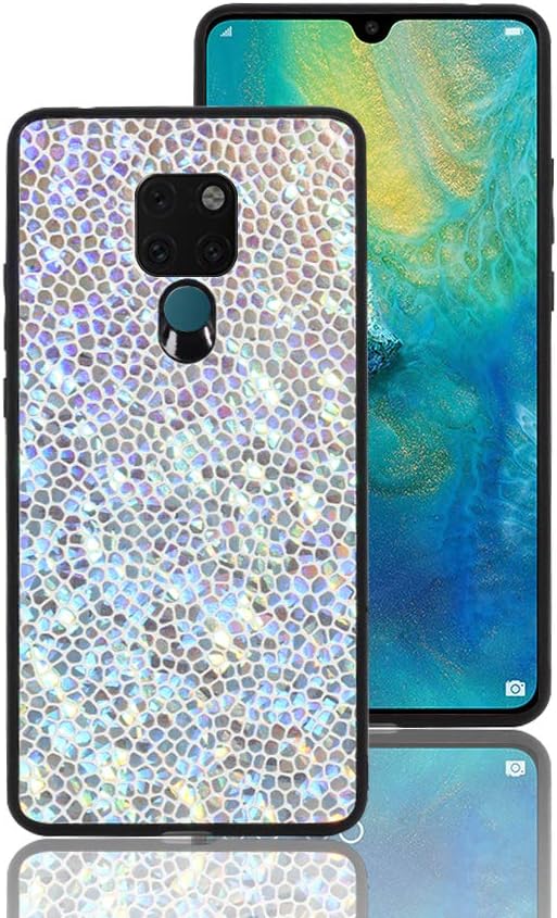 LittleBlack Huawei Mate 20X Case, Compatible Huawei Mate 20X Glitter Case, Gradient Honeycomb Shape Series Magic Case,Bling Girls Women Case for Huawei Mate 20X (Silver)