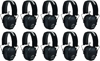 Walker's Razor Slim Ultra Low Profile Compact Design Adjustable Range Shooting Hunting Hearing Protection Electronic Earmuffs (Black) 10-Pack - Walker's