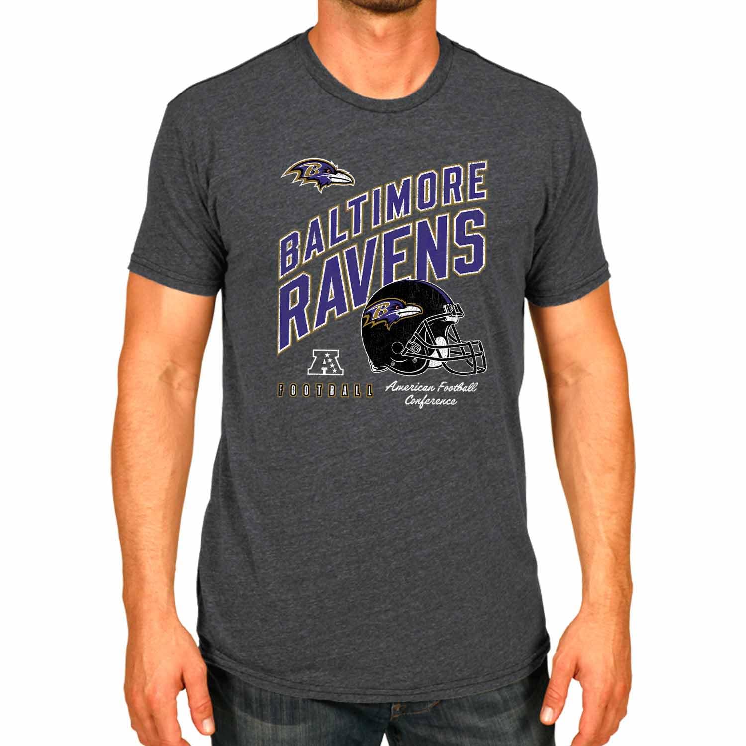 Team Fan Apparel Unisex Heather Charcoal Nfl Adult Distressed Helmet Tag-Less T-Shirt, Football Tee, Soft Comfortable Cotton, Officially, M