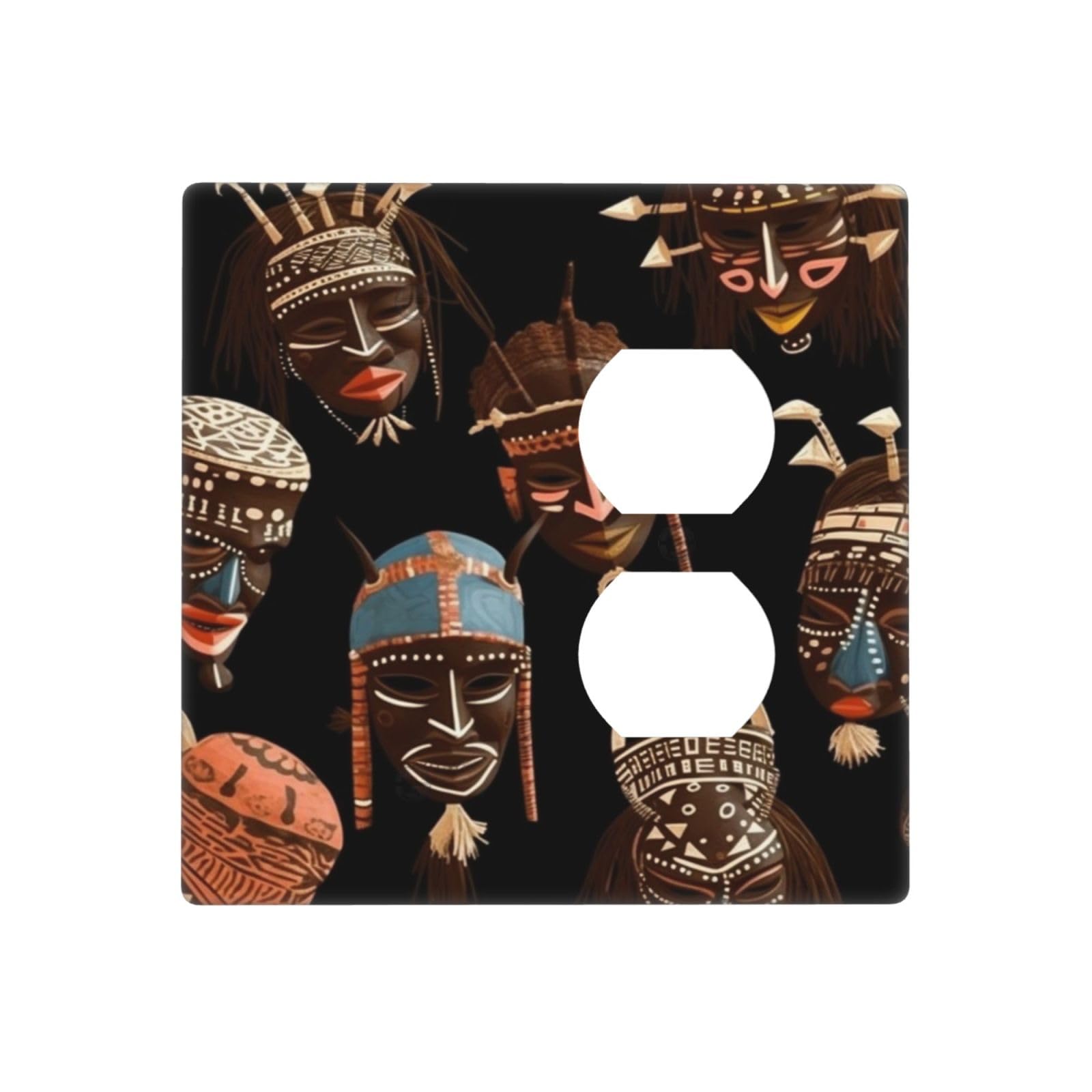 Decorator Wall Plate 2 Gang Light Switch Covers African Ritual Ethnic Tribal Wallplate Double Toggle Switch Plate Standard Size Electrical Outlet Covers Decorative Wall Switch Plate Cover