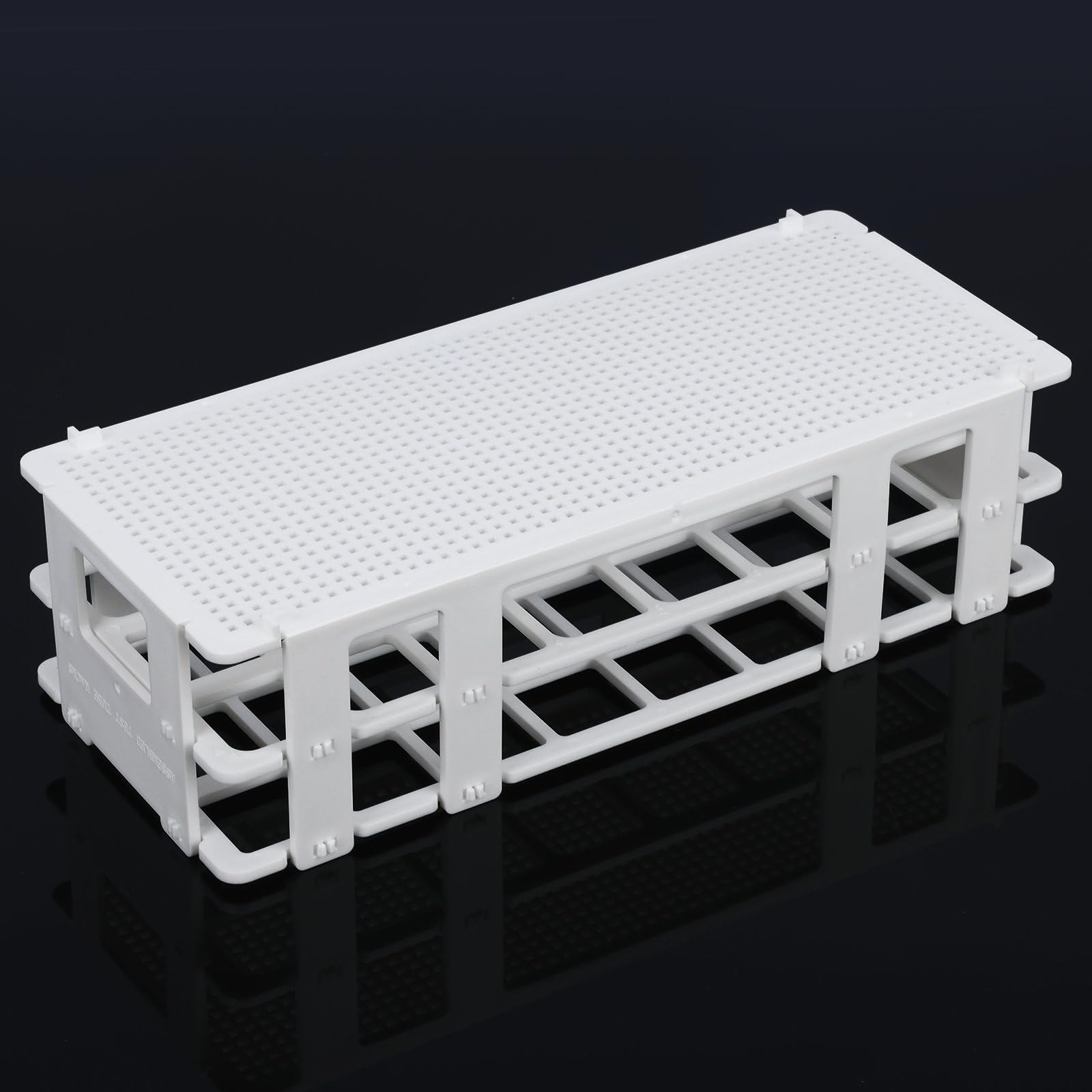 Stonylab Portaprovette 25 mm 24 Posti Supporto in Plastica Bianca Amovibile 3 Livelli da Laboratorio