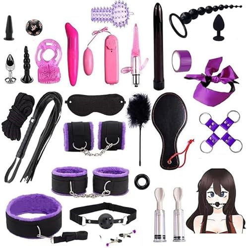 28pcs Bindage Kit Adult Bed Restrainting - Sex Bonding Straps for Couples - Wrist Ankle Cuffs Sex Hand Ties for Play Women Restraints Spreader Bar Legs and Arms for Bedroom Sweater 0626-T01
