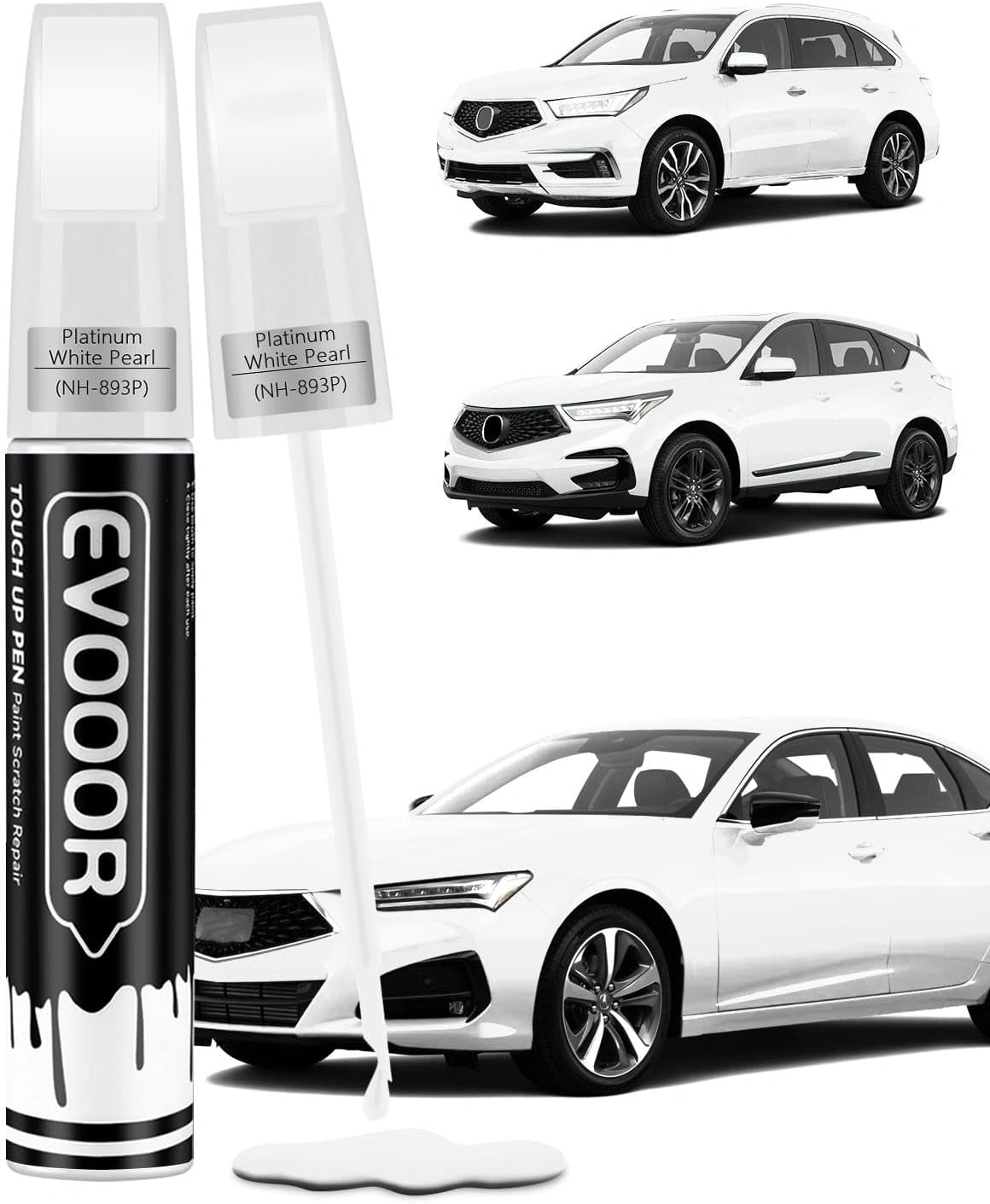 Platinum White Pearl(NH-883P) Touch Up Paint Compatible with Acura Exact Match 2 in 1 Touch up Paint for Chips and Nicks Repair with 2pcs Disposable Micro Applicators