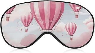 Pink Hot Air Balloon Eye Mask for Side Sleeper Men Women,Zero Eye Pressure,Light Block-Out Night Sleep Eye Cover with Elastic Easy Adjustable Strap for Yoga,Traveling