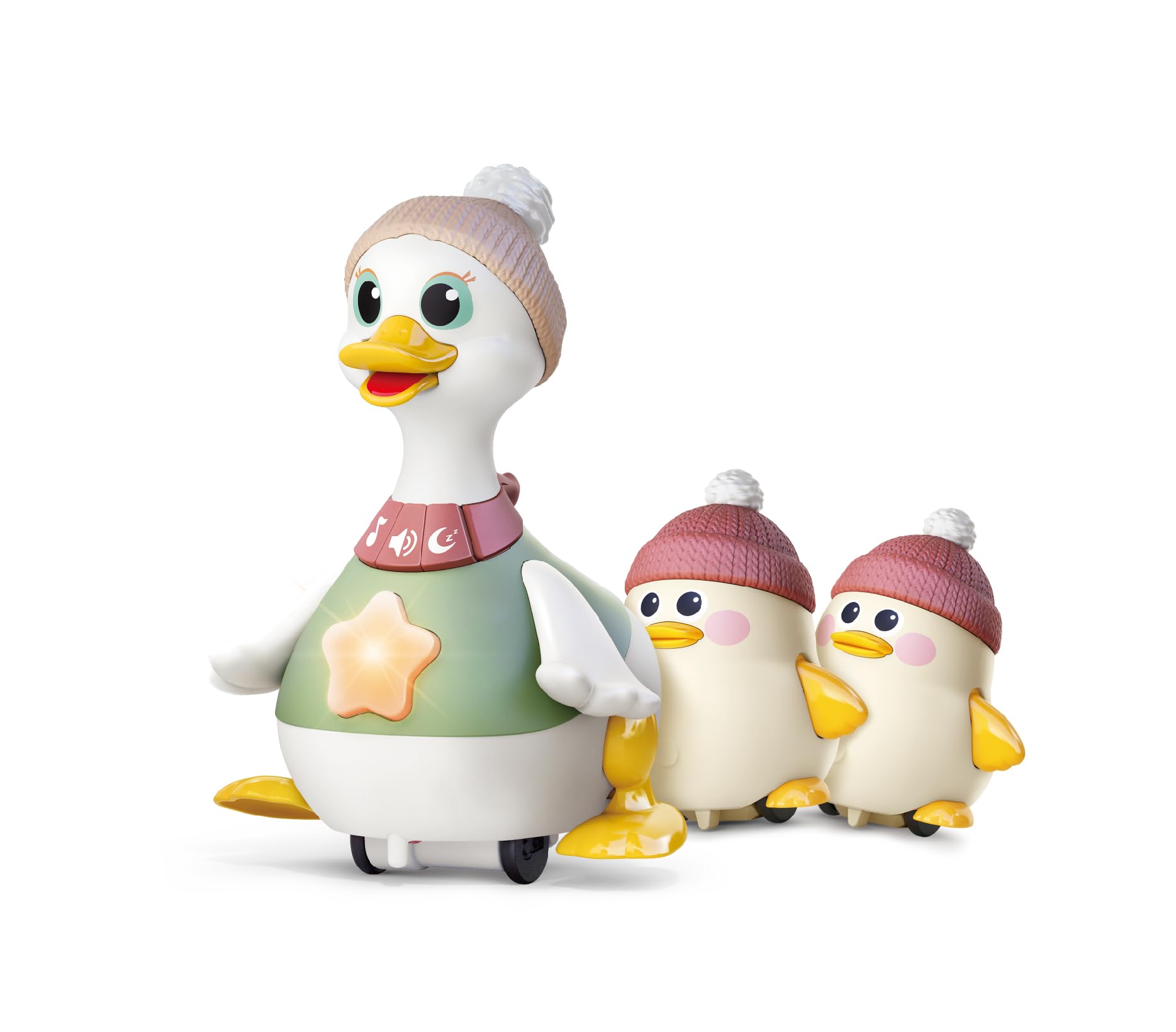 HOLA Dancing Duck zabawka rodzinna, zabawka Tummy Time Toys, zabawka do raczkowania ze światłem i muzyką, zabawka dla dzieci na 6-12 miesięcy, prezent bożonarodzeniowy i urodzinowy od 1 roku dla
