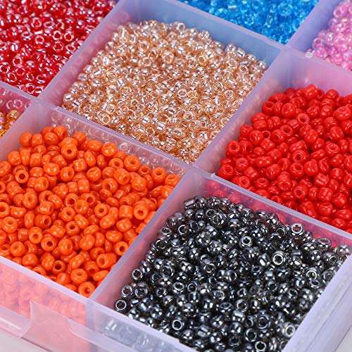 26400 peças pequenas contas de semente de vidro de 2 mm, conjunto de contas pequenas artesanais, kit