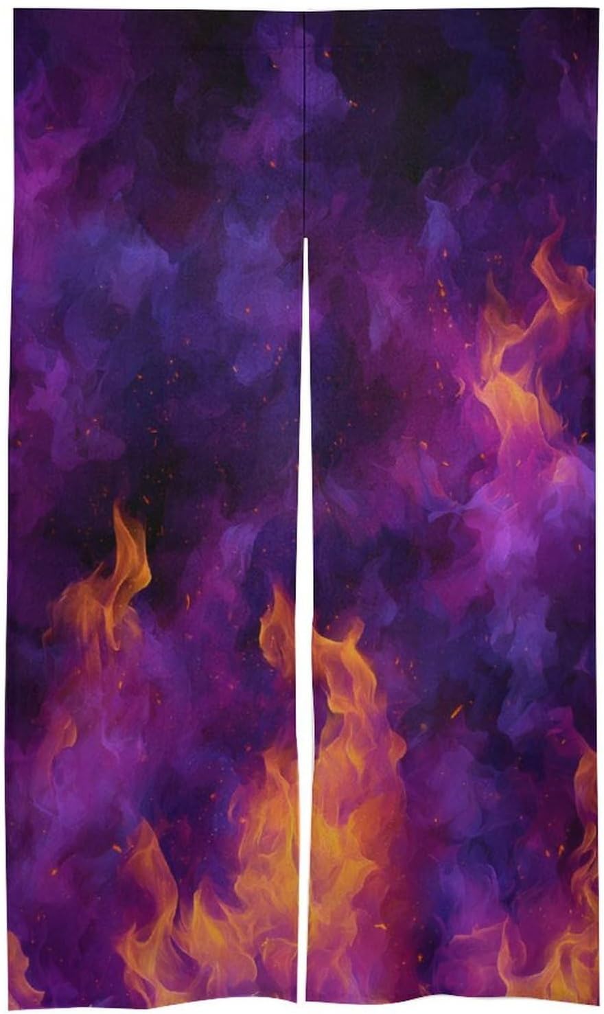 Purple Flames Doorway Curtain Insulated Room Divider Drapes | white linen,privacy curtains