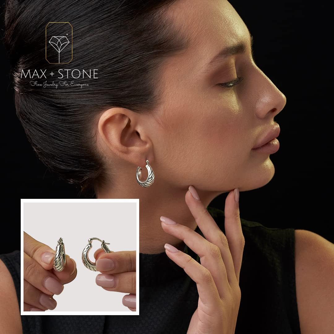 Vista 2 de Sterling Silver Lightweight Click Top Hoop Earrings in Various Styles