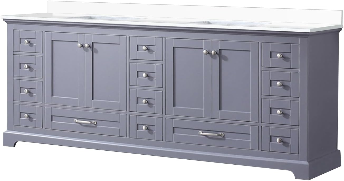 Dukes 84 in. W x 22 in. D Dark Grey Double Bath Vanity and Cultured Marble Top