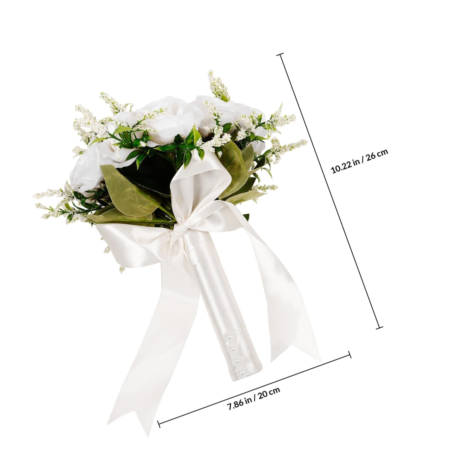 Bouquet da Sposa in Seta e Plastica Bianco Elegante e Nobile per Decorazione Festa e Party di Compleanno Fiori Artificiali Effetto Reale