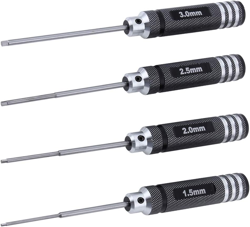 HobbyPark 4pcs Hex Screw Driver Set 1.5mm 2.0mm 2.5mm 3.0mm Allen Wrench Keys Screwdriver Kit RC Repair Tools Kit for Traxxas RC Car Drone Multi-Axis Helicopter Arrma Axial Losi Redcat Racing