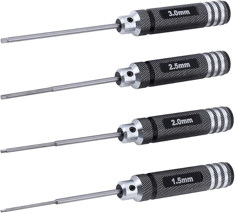HobbyPark 4pcs Hex Screw Driver Set 1.5mm 2.0mm 2.5mm 3.0mm Allen Wrench Keys Screwdriver Kit RC Repair Tools Kit for Traxxas RC Car Drone Multi-Axis Helicopter Arrma Axial Losi Redcat Racing