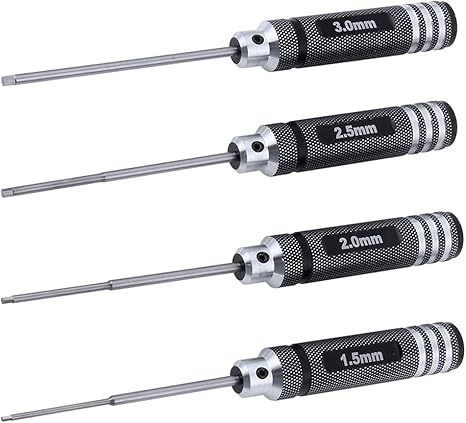 HobbyPark 4pcs Hex Screw Driver Set 1.5mm 2.0mm 2.5mm 3.0mm Allen Wrench Keys Screwdriver Kit RC Repair Tools Kit for Traxxas RC Car Drone Multi-Axis Helicopter Arrma Axial Losi Redcat Racing