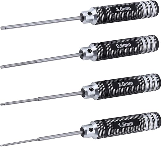 HobbyPark 4pcs Hex Screw Driver Set 1.5mm 2.0mm 2.5mm 3.0mm Allen Wrench Keys Screwdriver Kit RC Repair Tools Kit for Traxxas RC Car Drone Multi-Axis Helicopter Arrma Axial Losi Redcat Racing