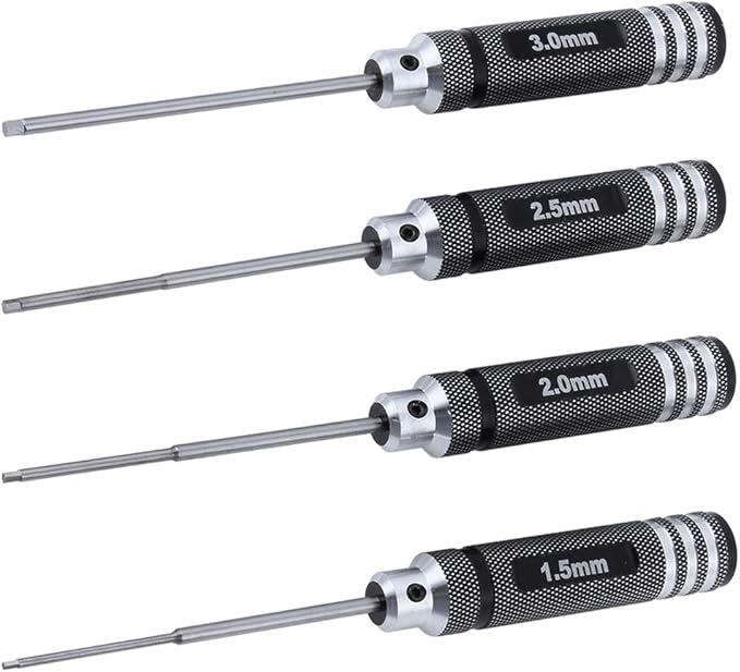 HobbyPark 4pcs Hex Screw Driver Set 1.5mm 2.0mm 2.5mm 3.0mm Allen Wrench Keys Screwdriver Kit RC Repair Tools Kit for Traxxas RC Car Drone Multi-Axis Helicopter Arrma Axial Losi Redcat Racing