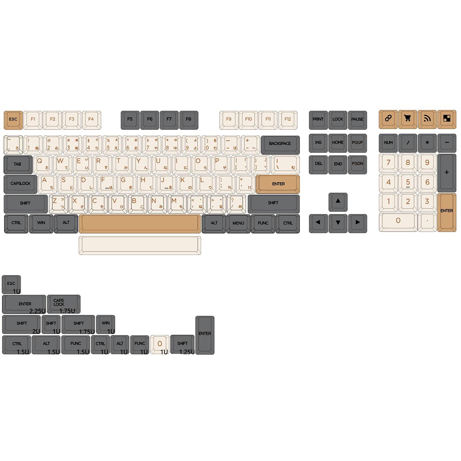 Amazon.com: KPREPUBLIC XDA V2 Dim Light Dye Sub Keycap Set Thick