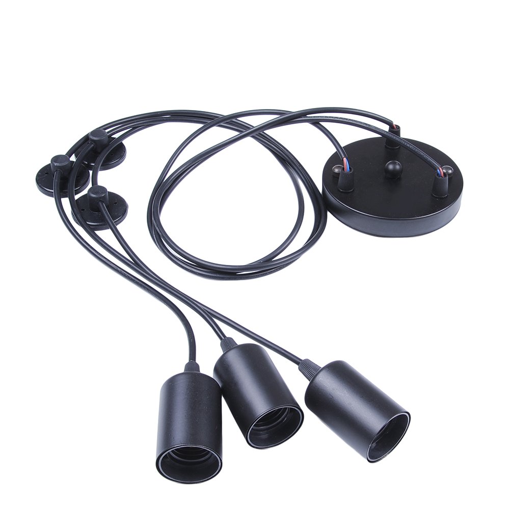 Éclairage Suspendu Edison 2Mètres Réglable Plafonnier Araignée Lumière Métal Fil Cage Pendentif Éclairage Lustre Moderne Industriel Lumière Lumineuse (Ampoule NON INCLUS) (3 Bras)