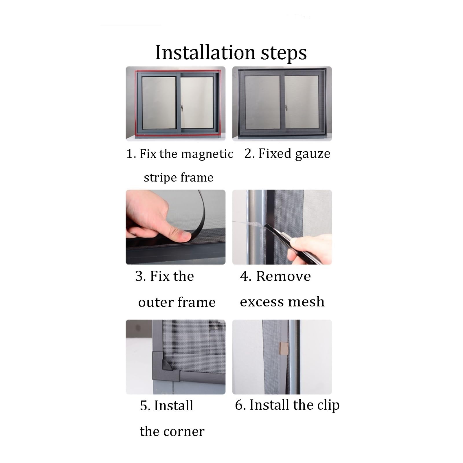 DGAMHF Fliegengitter for Fenster, Weißes Magnetisches Insektenschutzgitter for Fenster, Fensternetze for Schutz Vor Insekten, Einfache Installation(250x300cm)