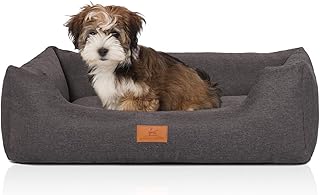 Knuffelwuff Lotte Velour Dog Bed with Fine, Hand-Woven Finish, XL, 105 x 75 cm, Grey, Removable Cover, Washable, for Large, Medium and Small Dogs. product image