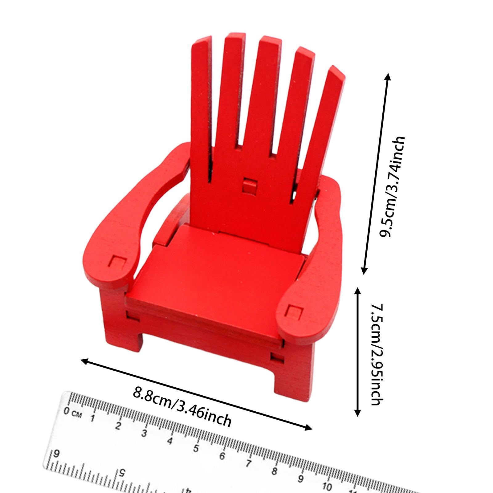 Miniature Rocking Chair Wooden Ornament Pendant Festive Scenes Photo Props Craft Christmas Decoration Miniature Beach Chair, Red — view 2