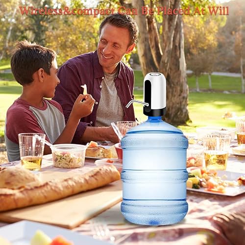 Ausxaron Water Bottle Dispenser, Water Pump Dispenser, Portable Electric Water Jug Pump Usb Charging Automatic Drinking Water Pump 1200Mah For Home, Camping Office, Universal 2-5 Gallon - White #TOP2