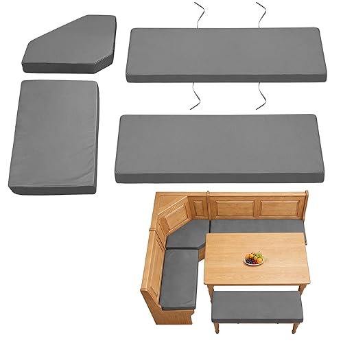 JZHLLA 4-Piece Breakfast Nook Cushion Set, Water-Resistant & Removable Covers