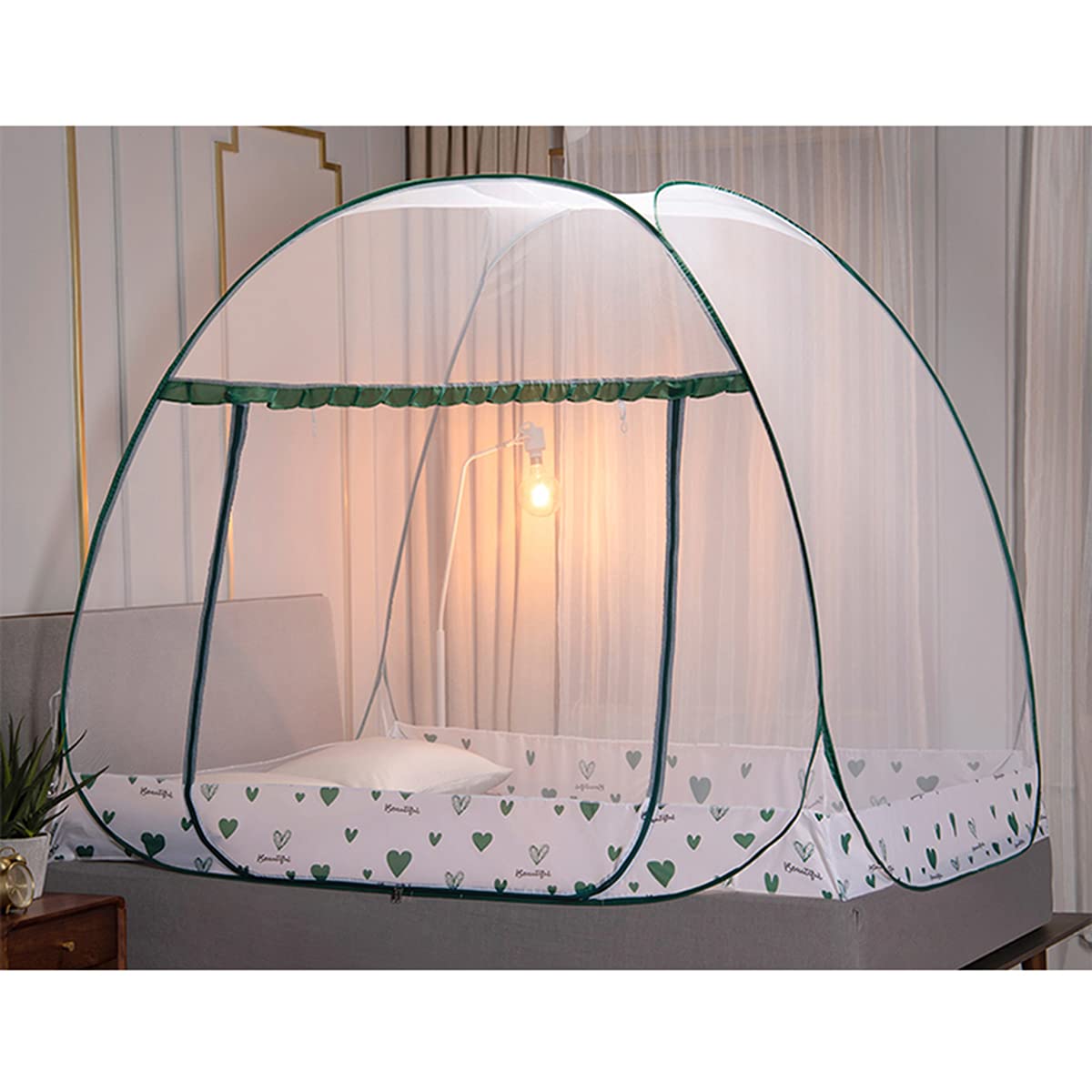Moustiquaire pour lit OKUOKA 200x150cm tente pop up verte pliable pour voyage