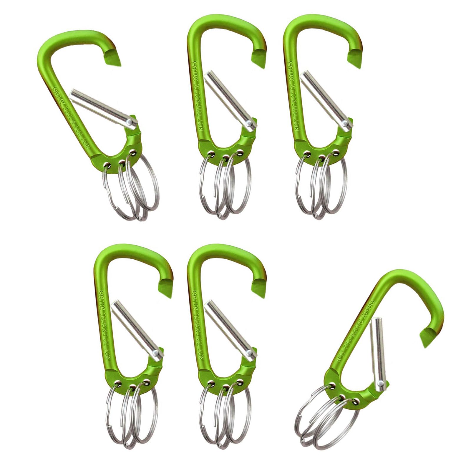 XuQiZZpp 6lots Weather Resistant Backpacks Carabiner Reliability Portables Camping Hook for Hiking Climbing