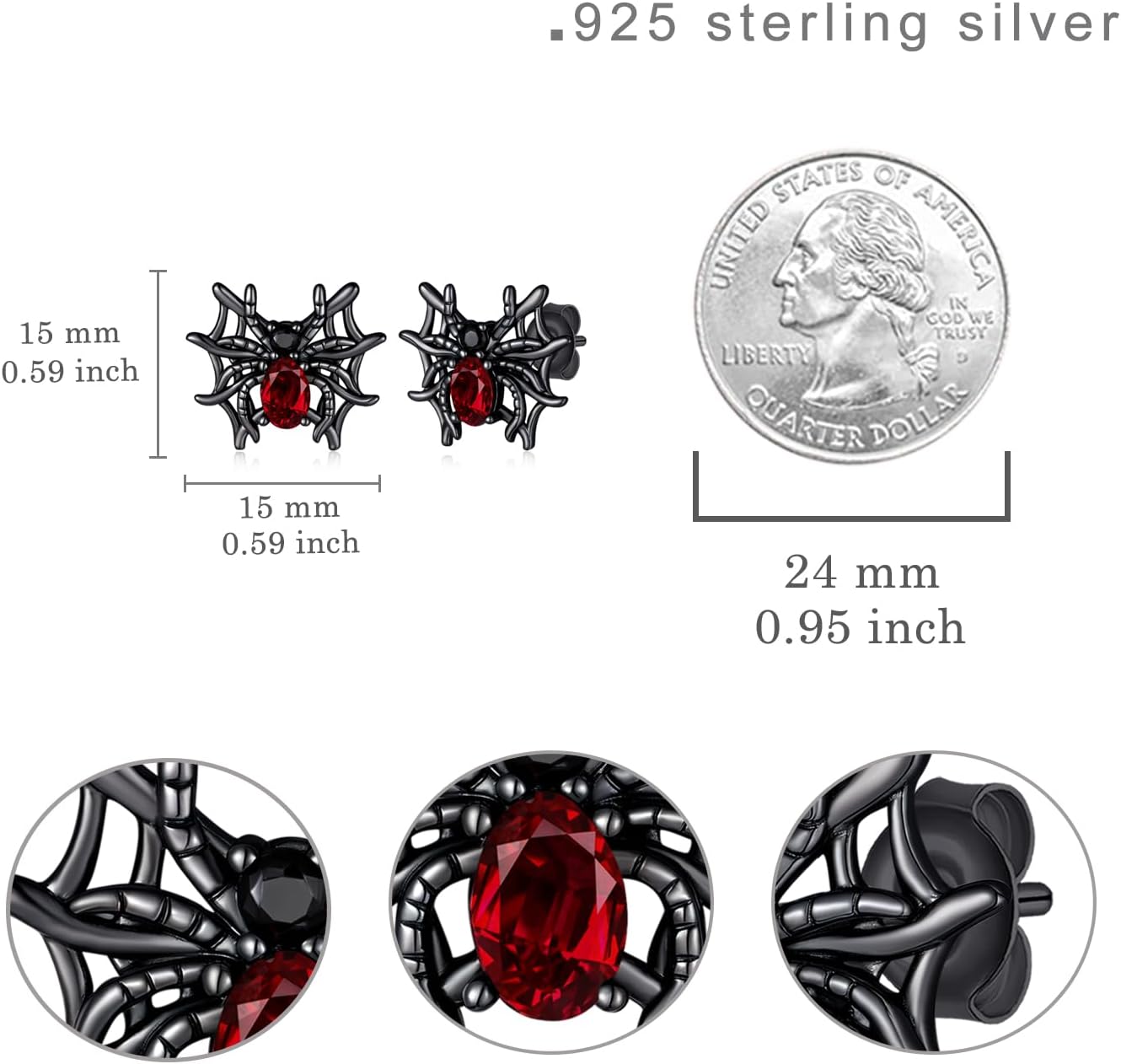 Spider/Bat Earrings 925 Sterling Silver Gothic Stud Earrings Halloween Jewelry Gifts for Women - Image 4