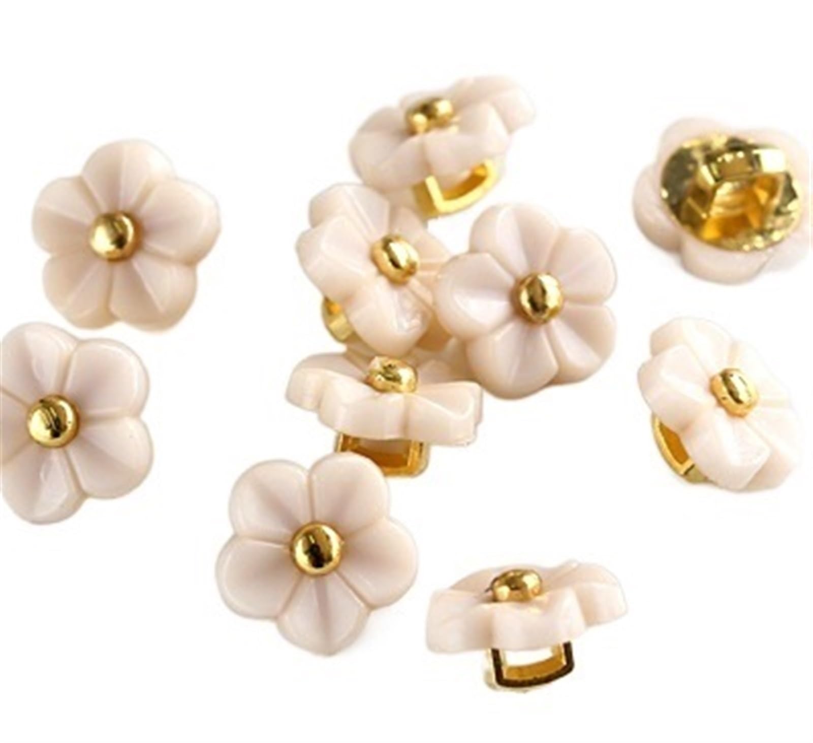 Knöpfe, 20 Stück 11 mm Blumen-Hemdknöpfe, Strass, Kunstharz, mehrfarbig, for Nähen, Basteln(White Color)