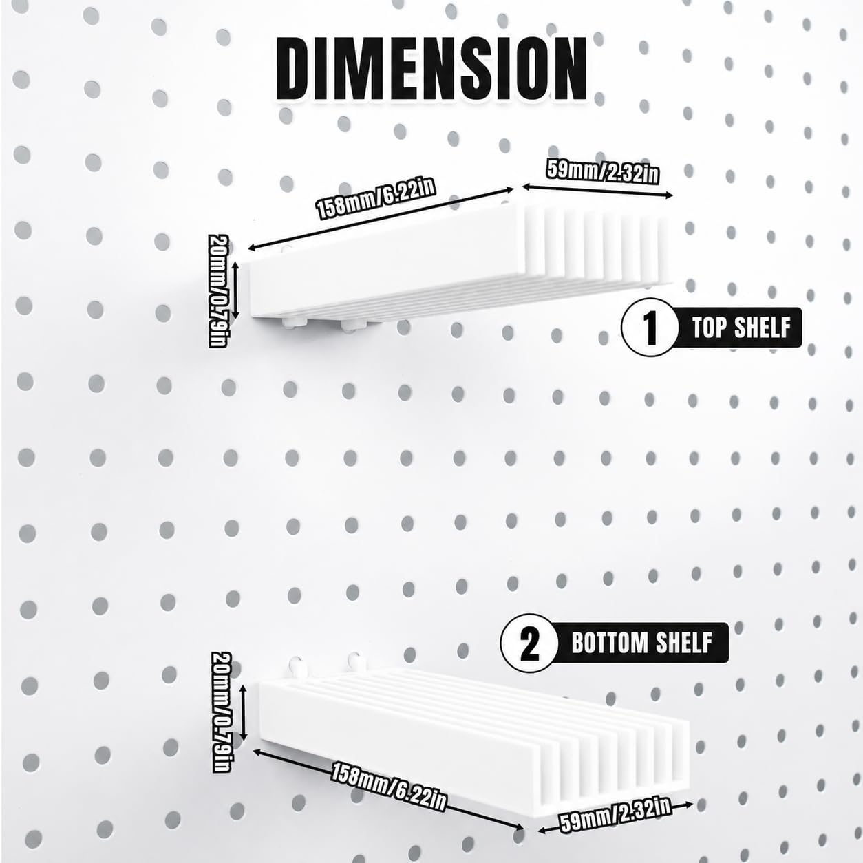 Quilting Ruler Holder for 1/4-Inch Metal Pegboard, White