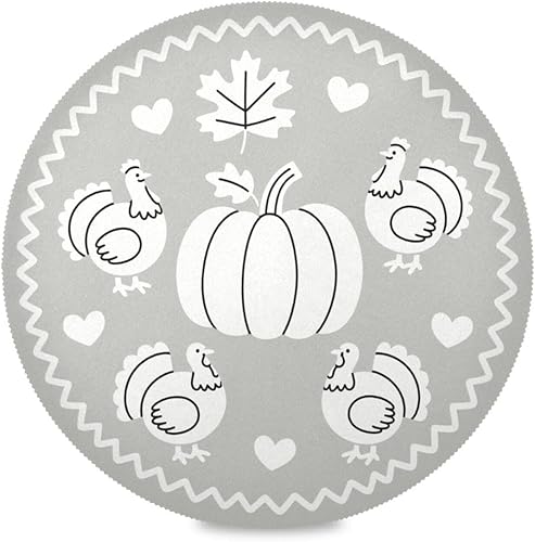 Gray and White Happy Thanksgiving placemats for Round Waterproof Table Runner Set of 4 15x15 in individuales para mesa de comedor redondos