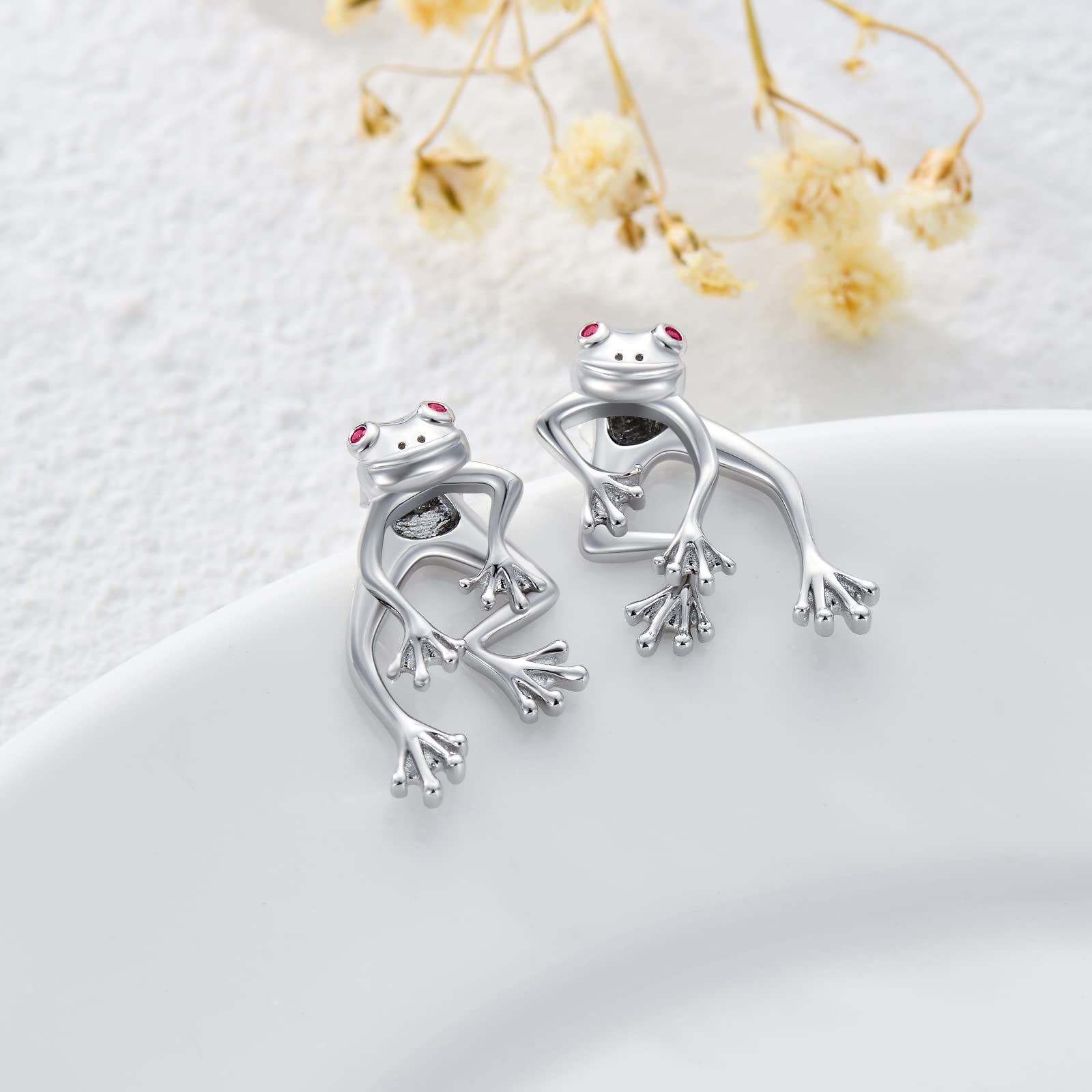 Pendientes de rana de plata de ley, bonitos aretes para adolescentes y niñas, regalo de joyería para mujeres