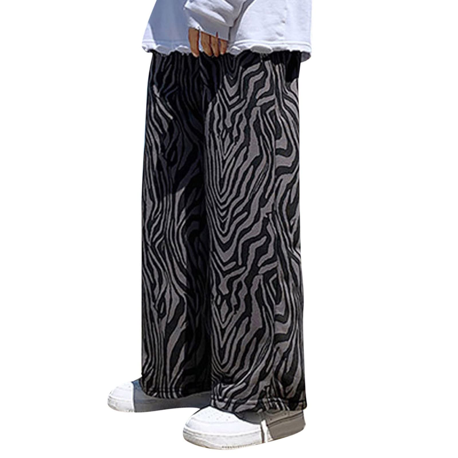 Mens Sweatpants Joggers Trend Fashion Street Retro Wide Straight