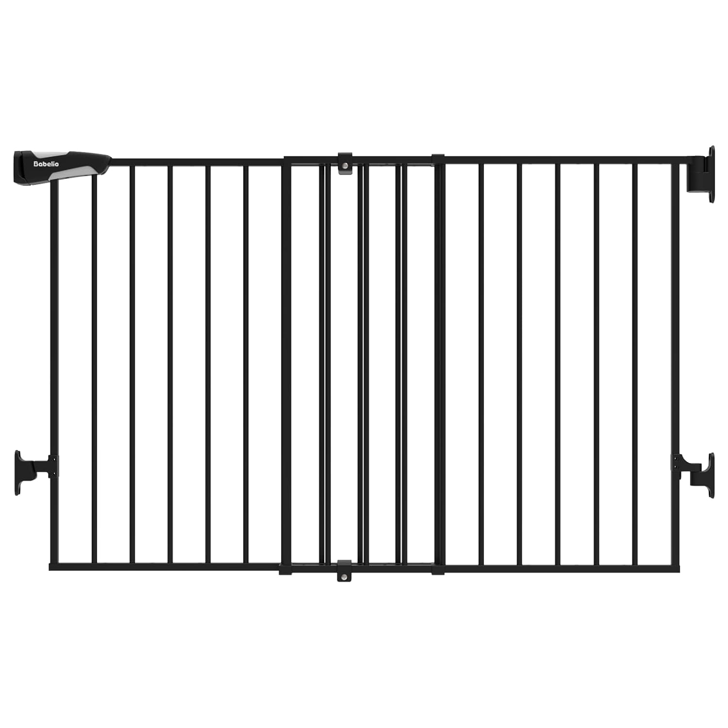 Babelio 31.5-55" No Bottom Bar Baby Gate Extra Wide, 2-in-1 Auto Close Dog Gate for The House, Stairs and Doorways, with Large Walk Thru Door, Black Black - B17 31.5-55" W, 28" H